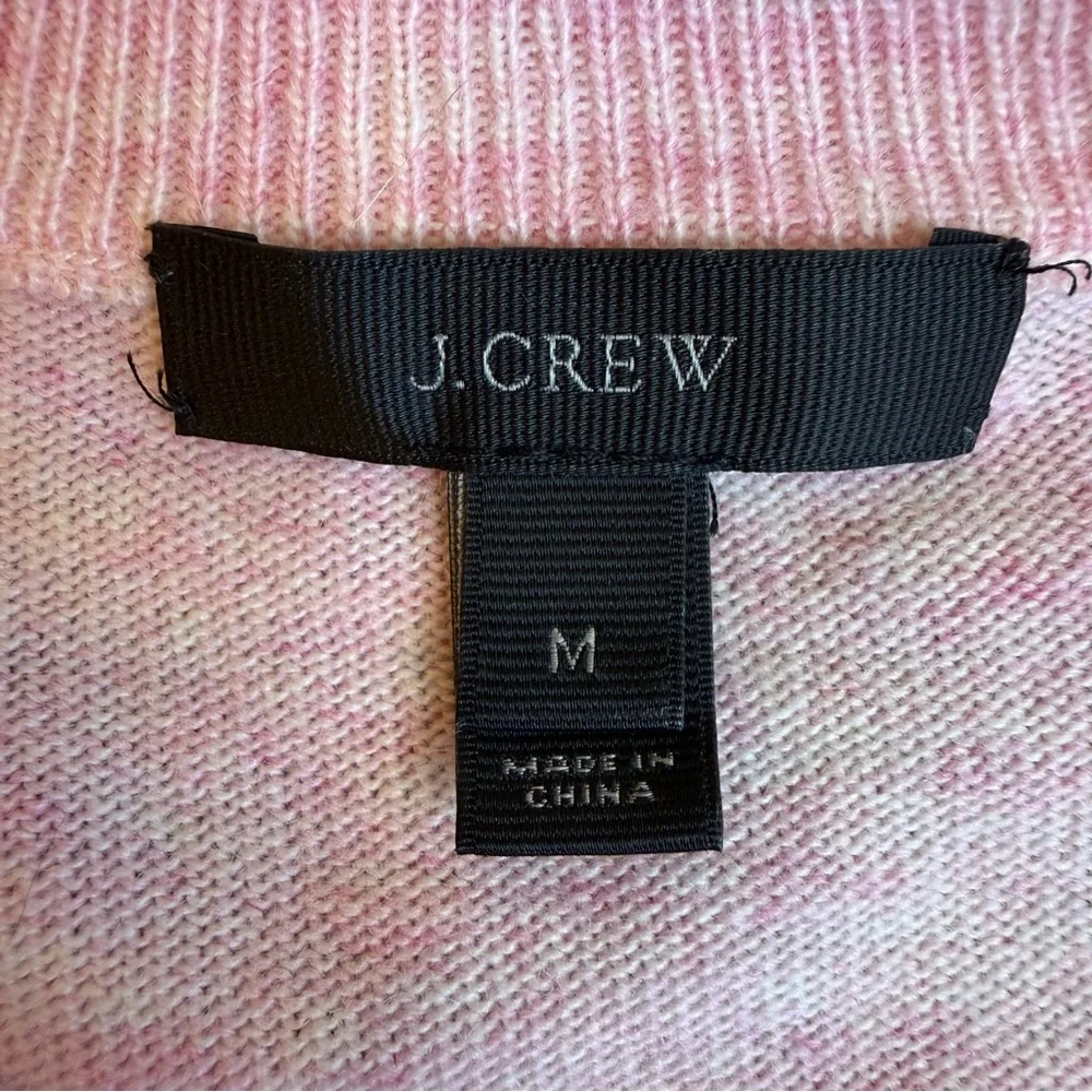 J. Crew Wool Bubblegum Pink Ruffle Sleeve Sweater Crew Neck Size Medium